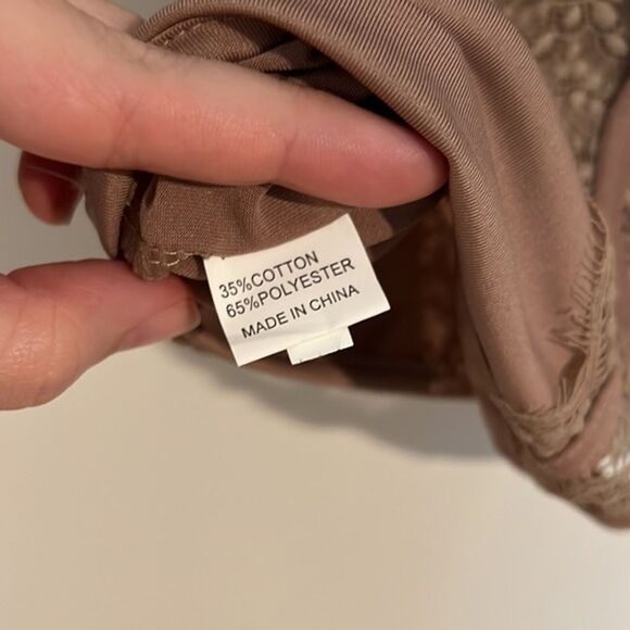 BROWN CROPPED LACE TANK TOP SIZE LARGE - Picture 4 of 5